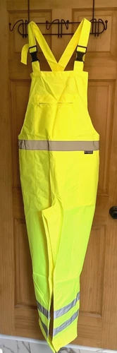 2XL Majestic M-Safe Class E Hi Visibility Yellow Waterproof Rain Bib Overalls - product listing photo