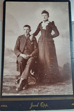 Photograph Cabinet Card Young Man  Seated Woman Jacob Opp Photographer Avoca NE
