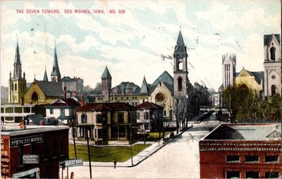 Des Moines Iowa The Seven Towers Mystic Dye Works 1910 postcard a144