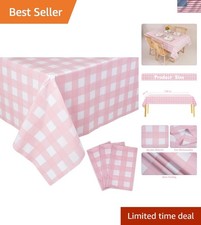3 Packs Pink Gingham Tablecloth Pink and White Checkered Tablecloths 54 x 108...