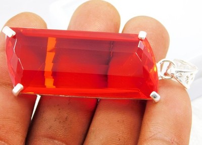 Certified 90.10 Ct Natural Mexican Fire Opal Red Orange Fancy Pendant Gems