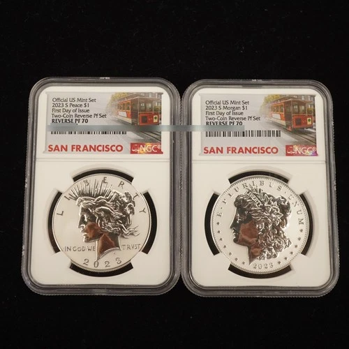 2023-S US Mint Morgan and Peace Dollar Set Reverse PF70 NGC - Free Shipping USA
