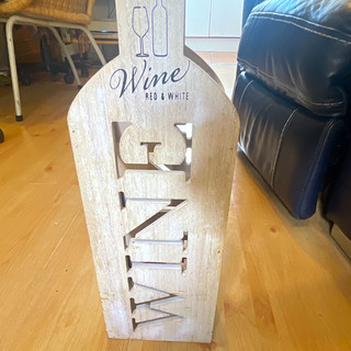 Freestanding Wooden Bottle Shaped Wine Rack Holder 3 Bottle Whitewash Grey