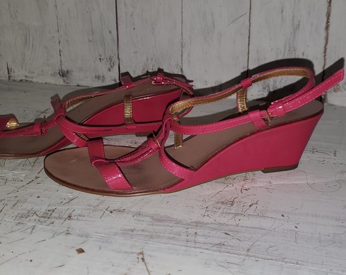 Sandalias Kate Spade Rosa Caliente Tacón Cuña Zapatos Talla 7-1/2 7.5 Para Mujer *S25 - Imagen 3 de 6