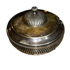 Vintage Cresent SilverPlate Covered Serving/Chafing Dish w/ Divided Glass Insert