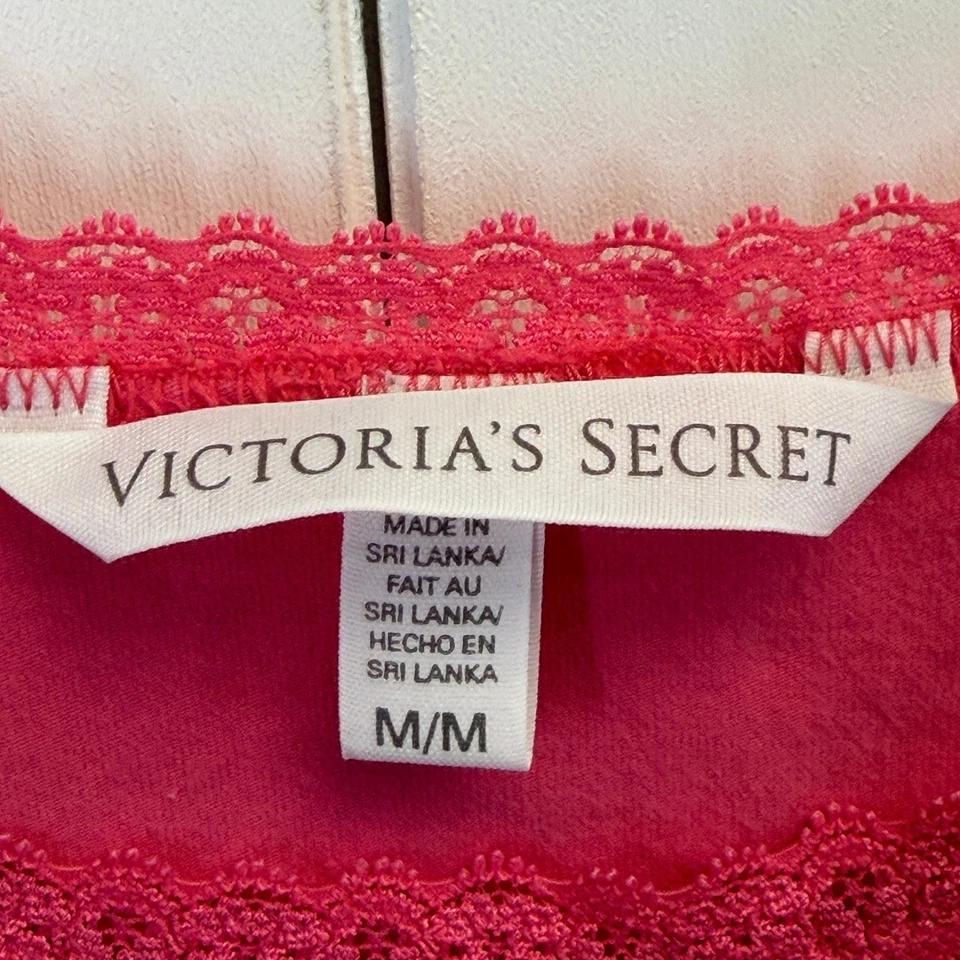 Victorias Secret Y2K Lace Trim Camisole Top Women Size M Hot Pink Coquette Indie - Image 3 of 4