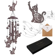 YHmall Cat Wind Chimes for Outside, Gifts for Women Wind Chimes 35" Unique Wi...
