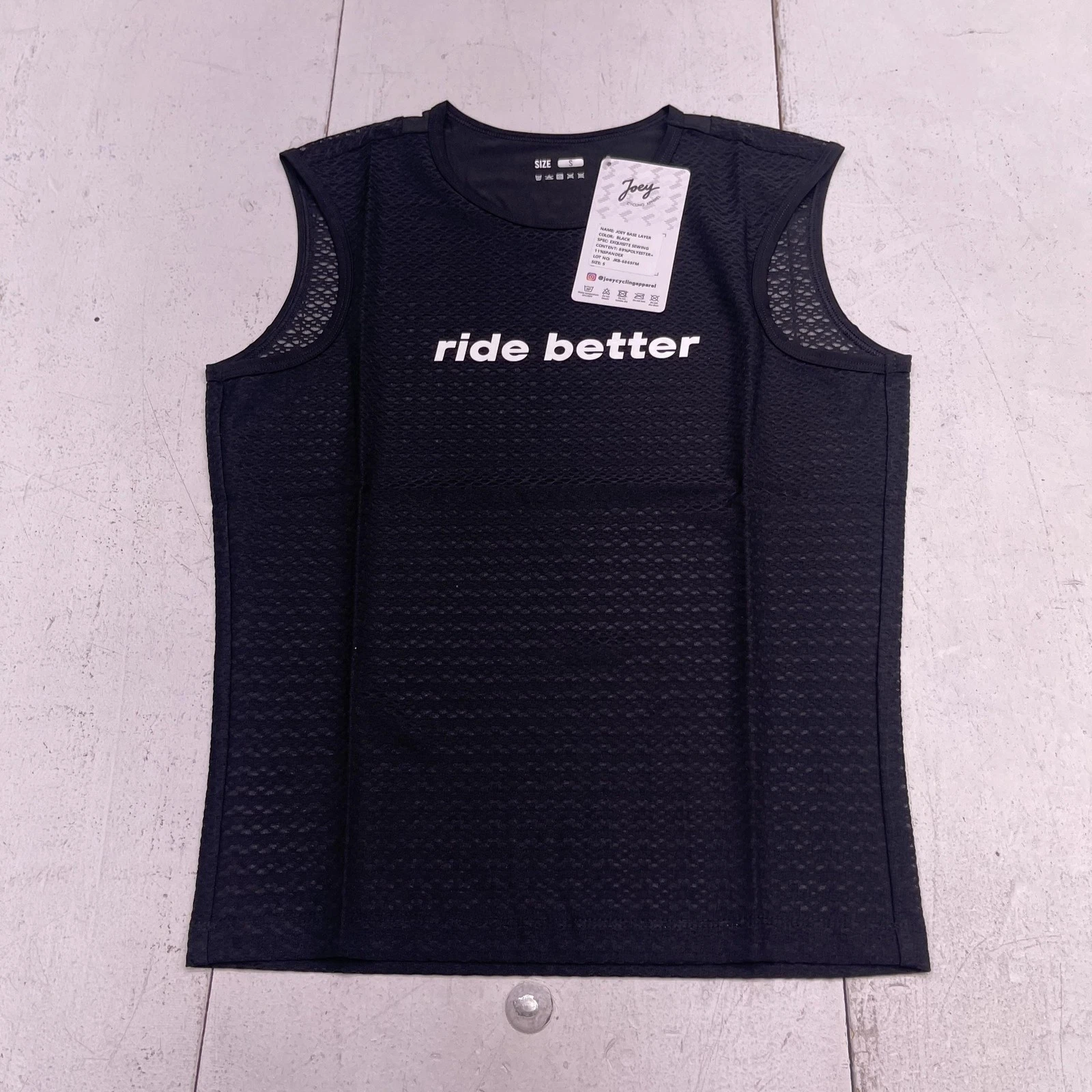 Joey Tank Top Mens Small Black Mesh Base Layer Sleeveless Cycling Performance