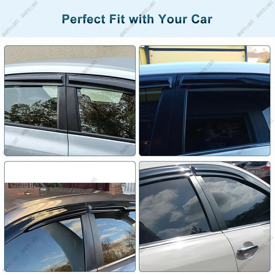 For 2007-2012 Nissan Altima JDM Style Window Visors Vent Rain Guards Black - Image 3 of 4