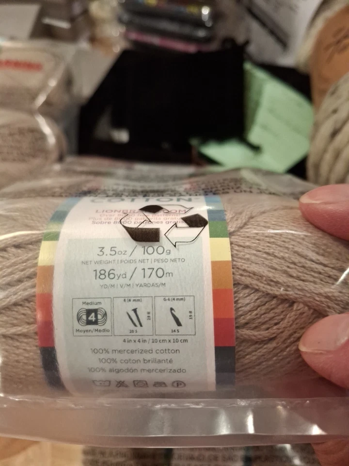 LION'S BRAND 24/7 COTTON YARN. 9 SKEINS OF TAUPE - Image 4 of 4