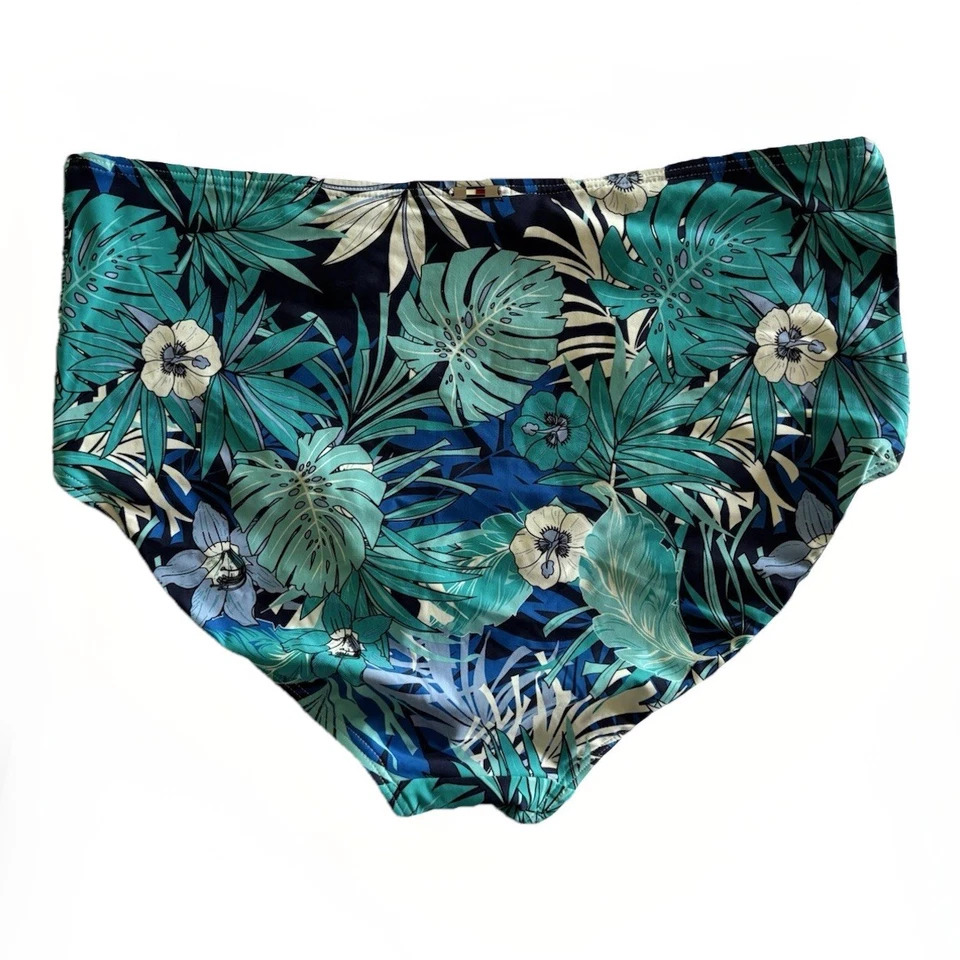 Tommy Hilfiger Mujer Azul Tropical Floral Traje de Baño Parte Inferior Cintura Alta Talla L Foto 2 de 4