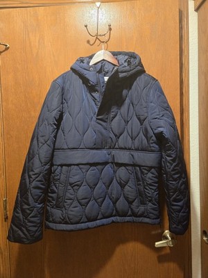 Amazon Essentials Mens Anorak Hooded Quarter-Zip Puffer Coat,  Size S