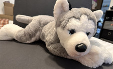 FAO Schwarz Husky Plush Dog Wolf Animal Stuffed Animal 21" Length Nose to Tail