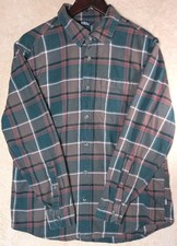 Eddie Bauer Men's Bristol Flannel Shirt Size Large Mocha Overland Plaid EUC