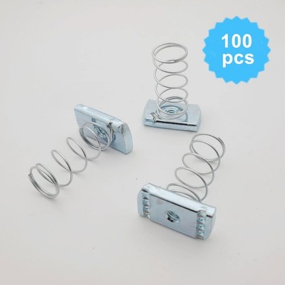 Box of 100 NEW 1/4-20 Strut Channel Nut Standard Spring Zinc Plated Unistrut Nut