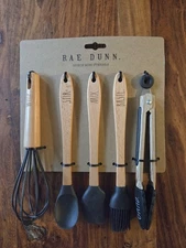 Rae Dunn Mini 5 Piece Utensil Set Whisk, Spatula, Tongs, Spoon And Pastry Brush