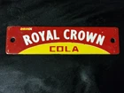VINTAGE RARE ROYAL CROWN COLA PORCELAIN METAL CRATE TAG SIGN 6"×1.5"