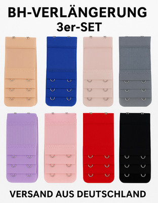BH Verlängerung Erweiterung 3er Pack 2 Haken Schwarz Weiß Beige Creme Rot Grau