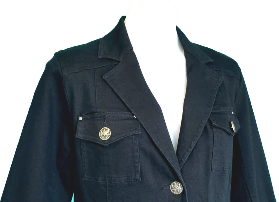 Usada en Excelente Condición Fabulosa Chaqueta Larga Negra de Algodón Elástico - Linea de Louis Dell'Olio - M Foto 2 de 4