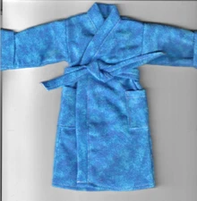 Homemade Doll Clothes-Blues Covered Flannel Robe fit Barbie/Ken/Elf