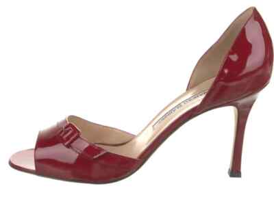 MANOLO BLAHNIK バーガンディ ハイヒール $785 NEW Manolo Blahnik Dorsay Patent Leather LINA Pumps Cranberry
