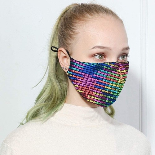 Cubierta de máscara facial reacondicionable con brillo de cristal brillante con diamantes de imitación brillantes adornados en 3D - Imagen 49 de 60