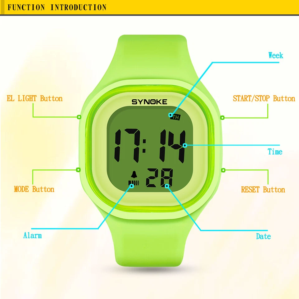 Reloj LED Electrónico para Adultos Niños Reloj Deportivo Exterior Impermeable Reloj Regalo Foto 3 de 4
