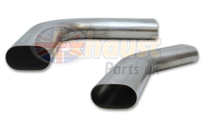 2,5'' und 3'' Oval Auspuff Dorn Bogen Rohr Edelstahl Flachseitig 45 90 Grad