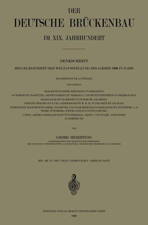 Thumbnail - Der Deutsche Brückenbau Xix. Jahrhundert | Georg Mehrtens |