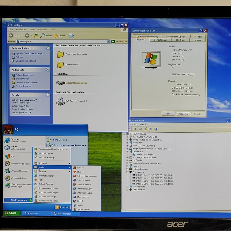 HP SFF Windows XP Pro 32 Bit Gamer PC Computer i3 3,10GHz HD 250GB 4GB DVD COM - Bild 2 von 4
