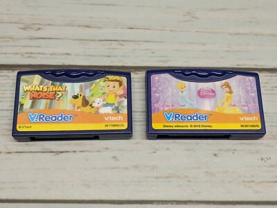 Vtech V. Reader Cartridge Lot of 2 - Disney Princesses And What's That Noise