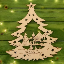 Vtg Sorrento Italy Laser Cut Christmas Tree Ornament OOAK Crafted Art Nativity