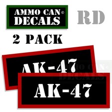 AK-47 Munición Calcomanía Adhesiva Bala Ejército Lata Caja Pistola Seguridad Caza Paquete de 2 RD