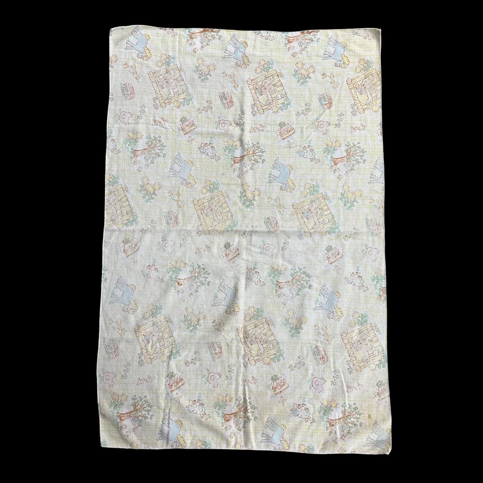 Винтажное пастельное одеяло для приема детей 1970-е с принтом сельскохозяйственных животных нейтральный пол - Изображение 2 из 4