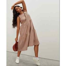 Everlane The Weekend Tiered Dress In Oak Size S
