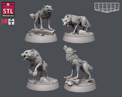 Wildes Wolf Rudel Miniatur Set Wolf Begleiter Figur für TTRPGs wie D&D 5e