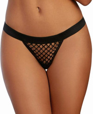 Dreamgirl 1449 Fishnet G-String, Black, Small/Medium