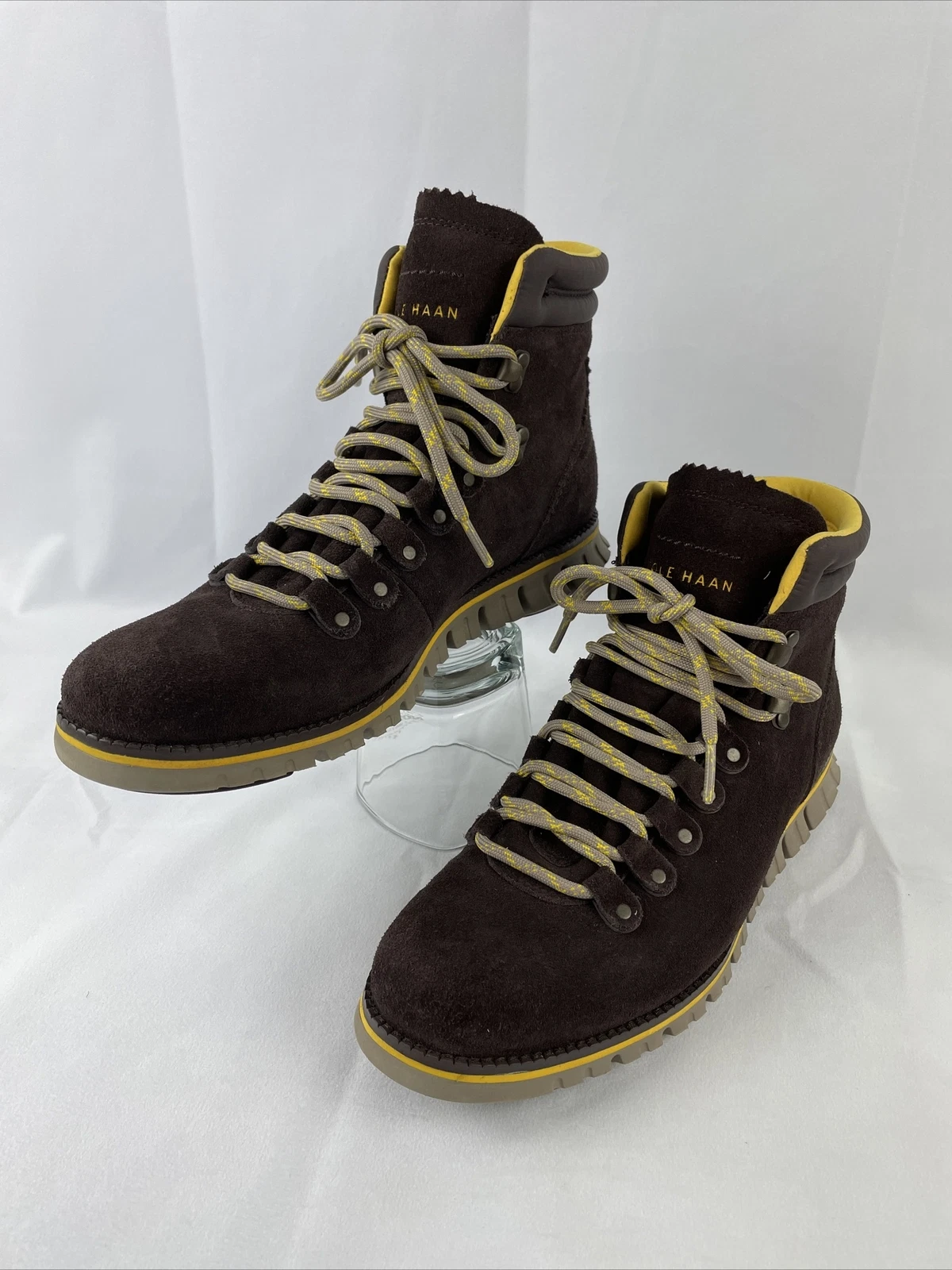 Cole Haan Zerogrand Hiker Waterproof Boots Java Suede Lemon Men's 7M Brown Yello