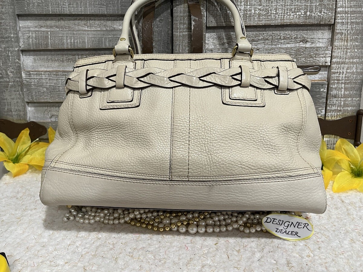 Authentic COACH Hampton Off White Leather Carryall Satchel 10529 