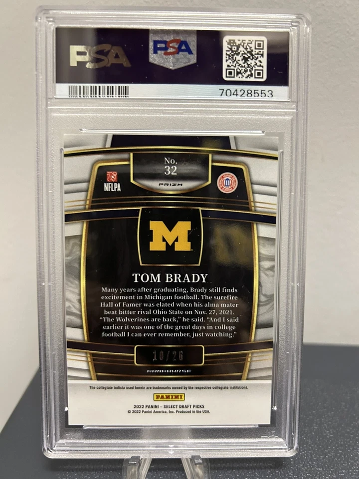 2022 Select Draft Picks Neon Orange Pulsar Tom Brady 10/26 Jersey # PSA 10 Pop 3 - Image 2 of 2