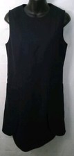 Tory Burch Wool (98%) Tulip Hem Navy Blue Sheath Dress Women's Size 4