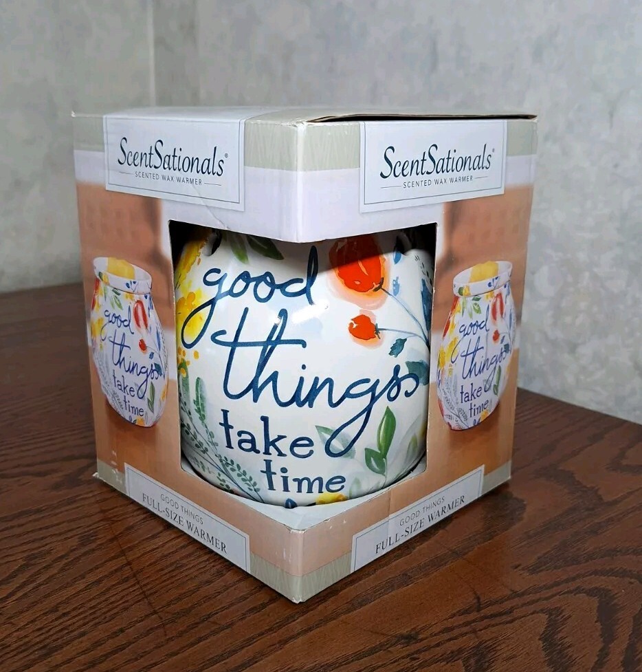 Ceramic Electric Wax Warmer with Metal Base - Good Things Take Time Scentsational Melter  