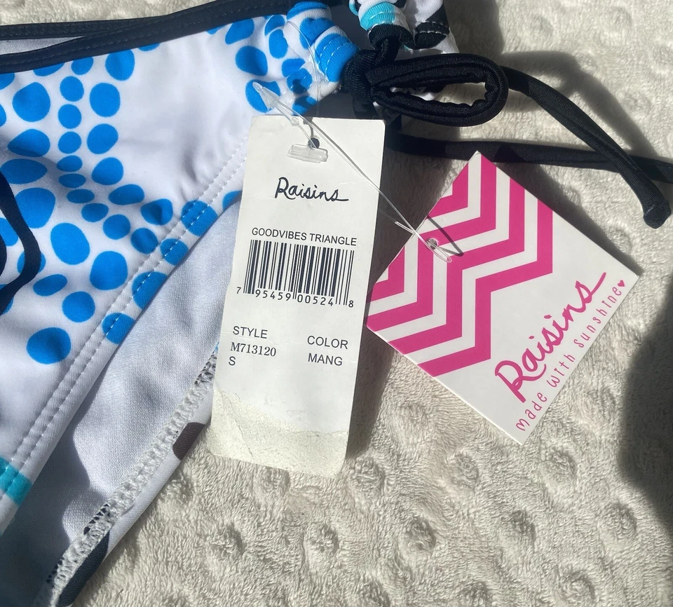 Raisins Bikini Bottom Women's Multi-Color Side Tie Hipster Low Rise Sz Small NWT - Image 3 of 4