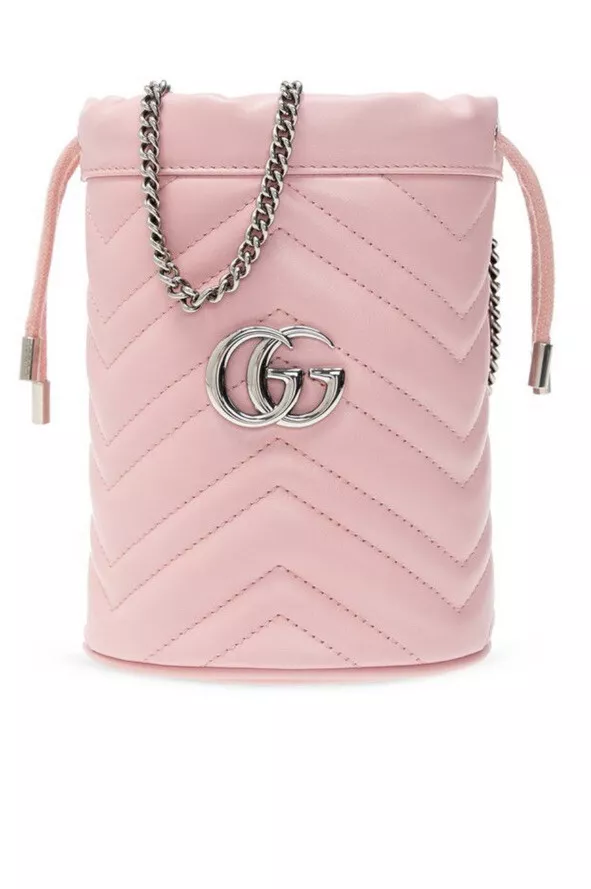 Gucci chain marmont bucket new calfskin GG mini pink leather crossbody bag
