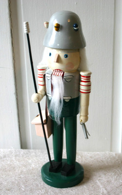 Wood Nutcracker FISHERMAN NUTCRACKER Fishing Pole, Fish Holiday Vintage 13 Inch