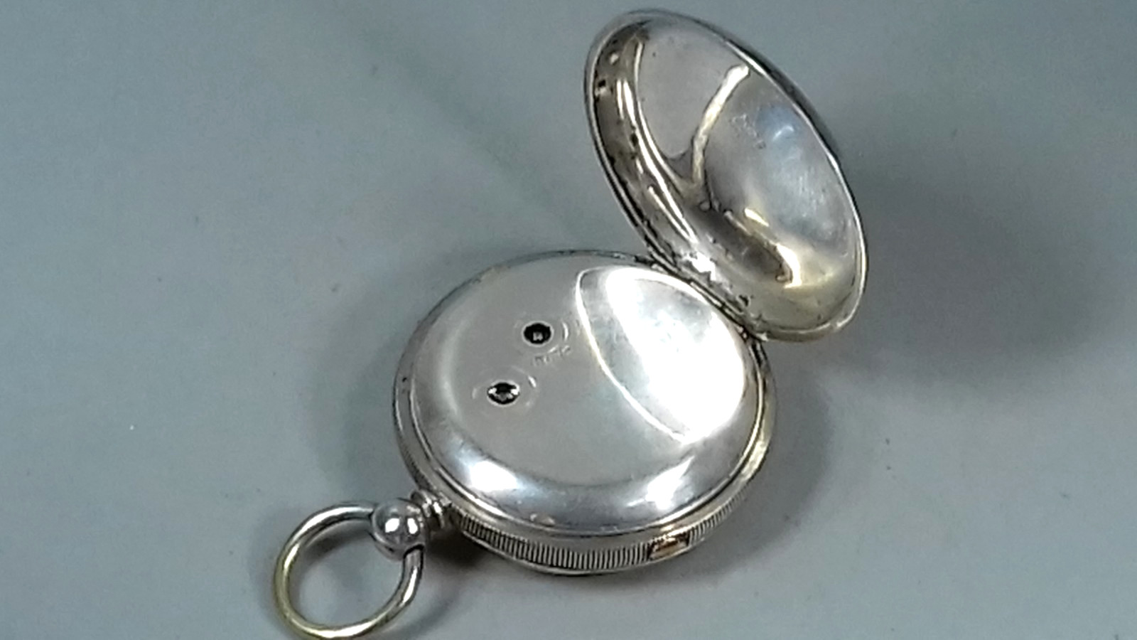 SOLID SILVER PATENT CHRONOGRAPH POCKET WATCH MENS… - image 6