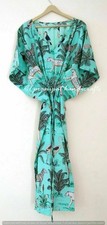 Indian Mint Long Animal Print Cotton Hippie Maxi Women Nightwear Caftan Dress