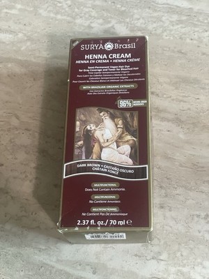 Surya Brasil Henna Cream Semi Permanent Healthy Hair Color Dark Brown 2.37 Fl Oz