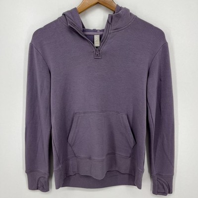 Athleta Pullover Hoodie Girls Size XL Purple 1/4 Zip Pockets Fleece Lined
