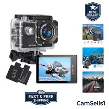 FHD 1080P Action Camera for Underwater Use - Includes Accessories  2 Batteries